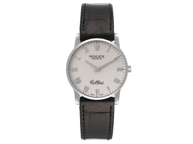 Rolex Cellini Classic White Gold Ivory Anniversary Dial Mens Watch  