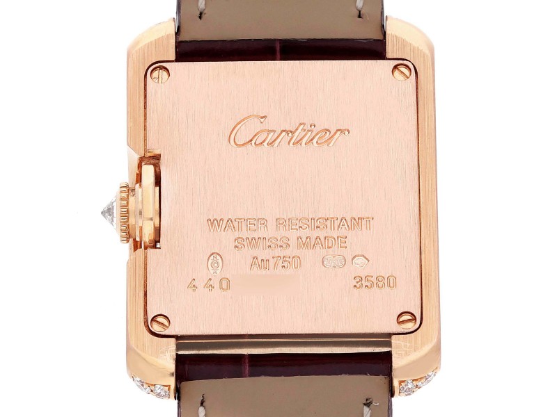 Cartier Tank Anglaise Rose Gold Silver Dial Diamond Ladies Watch 