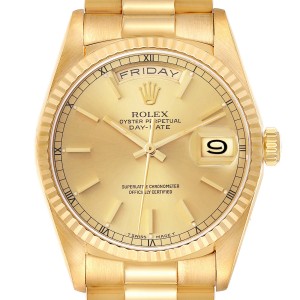 Rolex President Day-Date Yellow Gold Champagne Dial Mens Watch  