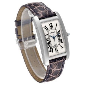 Cartier Tank Americaine Large White Gold Mens Watch 
