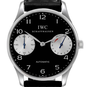 IWC Portuguese 7 Day Black Dial Limited Edition Steel Mens Watch 